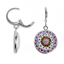 Load image into Gallery viewer, Multi Colour Flower Glass Dome Cabochon Earrings