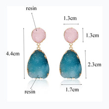 Load image into Gallery viewer, Pink Resin Sea Blue Charming Water Drop Earrings
