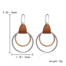 Load image into Gallery viewer, Simple Geometric Hollow Leather Hoop Dangle Earrings