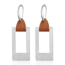 Load image into Gallery viewer, Simple Geometric Hollow Leather Hoop Dangle Earrings