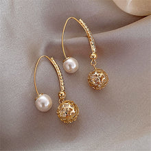 Load image into Gallery viewer, Hollow-out Ball Front Pearl Stylish Earrings