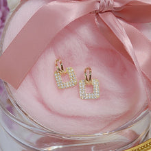 Load image into Gallery viewer, Crystal Hollow Square and Round Statement Stud Earrings