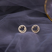 Load image into Gallery viewer, Geometric Crystal Happy smiley Stud Earrings