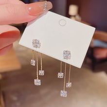 Load image into Gallery viewer, Trendy Simple Square Zircon Tassel Dangle Earrings
