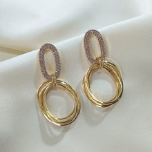 Load image into Gallery viewer, Multi-layers Hollow Geometric Pendants Dangle Earrings