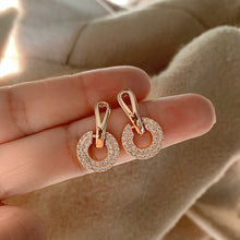 Load image into Gallery viewer, Crystal Hollow Square and Round Statement Stud Earrings