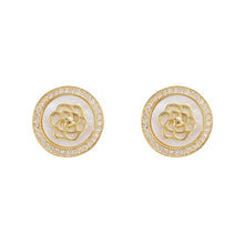 Load image into Gallery viewer, Exquisite Geometric White Golden Rose Flower Studs