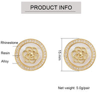 Load image into Gallery viewer, Exquisite Geometric White Golden Rose Flower Studs