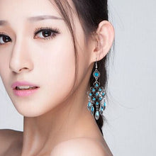 Load image into Gallery viewer, Bohemian Ethnic Hollow Heart Rhinestone Earrings