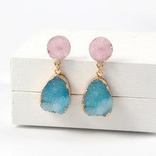 Load image into Gallery viewer, Pink Resin Sea Blue Charming Water Drop Earrings