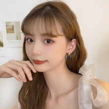 Load image into Gallery viewer, Golden Enamel Square Geometric Drop Earrings