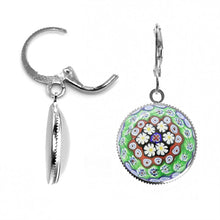 Load image into Gallery viewer, Multi Colour Flower Glass Dome Cabochon Earrings