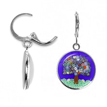 Load image into Gallery viewer, Multi Colour Flower Glass Dome Cabochon Earrings