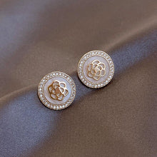 Load image into Gallery viewer, Exquisite Geometric White Golden Rose Flower Studs