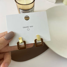 Load image into Gallery viewer, Golden Enamel Square Geometric Drop Earrings