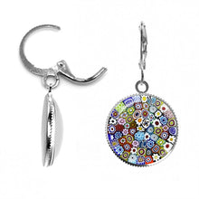 Load image into Gallery viewer, Multi Colour Flower Glass Dome Cabochon Earrings