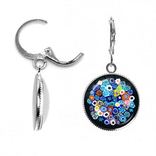 Load image into Gallery viewer, Multi Colour Flower Glass Dome Cabochon Earrings