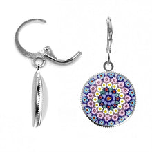 Load image into Gallery viewer, Multi Colour Flower Glass Dome Cabochon Earrings