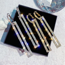 Load image into Gallery viewer, Long Rectangle Luxury Drop Earrings