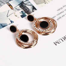 Load image into Gallery viewer, Simple Wild Rhinestone Hollow Circle Dangle Earrings