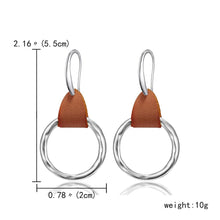 Load image into Gallery viewer, Simple Geometric Hollow Leather Hoop Dangle Earrings
