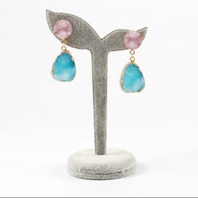 Load image into Gallery viewer, Pink Resin Sea Blue Charming Water Drop Earrings