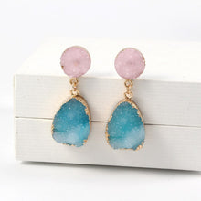 Load image into Gallery viewer, Pink Resin Sea Blue Charming Water Drop Earrings