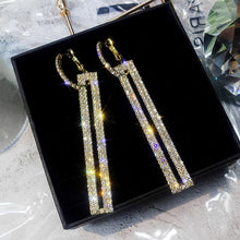 Load image into Gallery viewer, Long Rectangle Luxury Drop Earrings