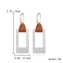 Load image into Gallery viewer, Simple Geometric Hollow Leather Hoop Dangle Earrings