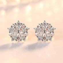 Load image into Gallery viewer, Pink Sakura Cubic Zirconia Rhodium Plated Earrings