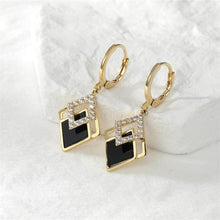 Load image into Gallery viewer, Black Rhombus Multi Pendants Drop Earrings