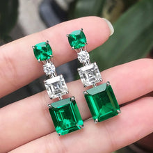 Load image into Gallery viewer, Green Yellow White Crystal Beautiful Drop Earrings