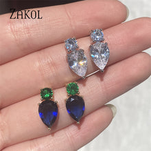 Load image into Gallery viewer, Multi color Water Drop Zircon Stud Earrings