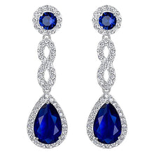 Load image into Gallery viewer, Gorgeous Blue Crystal Knot Dangle Earrings