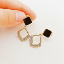Load image into Gallery viewer, Designer Geometric Statement Rhinestone Enamel Earrings