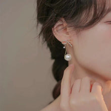 Load image into Gallery viewer, 925 Silver Romantic Bow Pearl Tassel Earrings