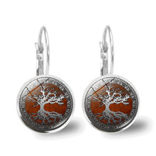 Load image into Gallery viewer, Tree of Life Glass Cabochon Fashion Earrings