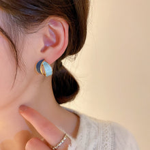 Load image into Gallery viewer, Double Arc Contrast Blue Cross Enamel Earring