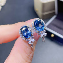 Load image into Gallery viewer, Luxury 925 Sterling Silver SAPPHIRE Stud Earring