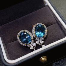 Load image into Gallery viewer, Luxury 925 Sterling Silver SAPPHIRE Stud Earring