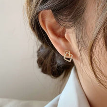 Load image into Gallery viewer, Double-layers Hollow Rhombus Golden Stud Earrings