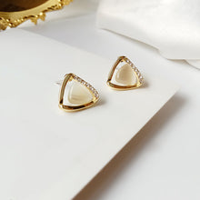 Load image into Gallery viewer, Triangular Geometric Opal Delicate Earrings
