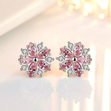 Load image into Gallery viewer, Pink Sakura Cubic Zirconia Rhodium Plated Earrings