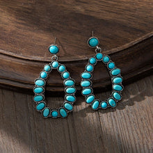 Load image into Gallery viewer, Retro Blue Bohemian Style Exaggerated Oval Earrings