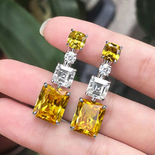 Load image into Gallery viewer, Green Yellow White Crystal Beautiful Drop Earrings