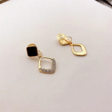 Load image into Gallery viewer, Designer Geometric Statement Rhinestone Enamel Earrings