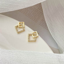 Load image into Gallery viewer, Double-layers Hollow Rhombus Golden Stud Earrings