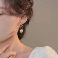 Load image into Gallery viewer, 925 Silver Romantic Bow Pearl Tassel Earrings