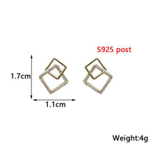 Load image into Gallery viewer, Double-layers Hollow Rhombus Golden Stud Earrings