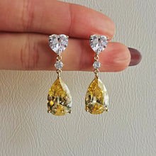 Load image into Gallery viewer, Delicate Young Lady Yellow Drop Earrings